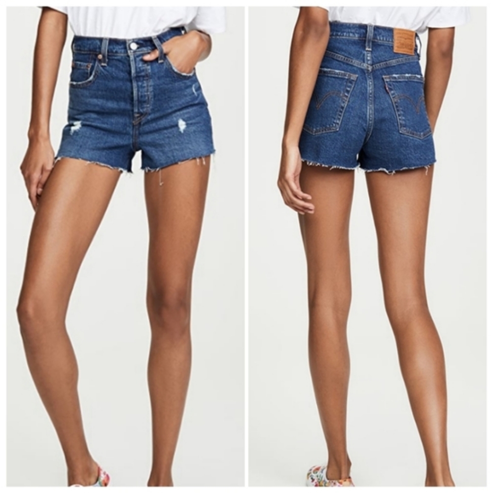 Levi's Ribcage High Rise Jean Shorts Charleston - Picture 2 of 7